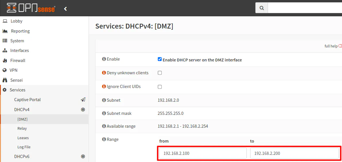 Enable DHCP