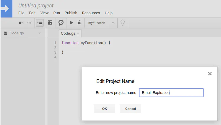 Google Apps Scripts Project Name