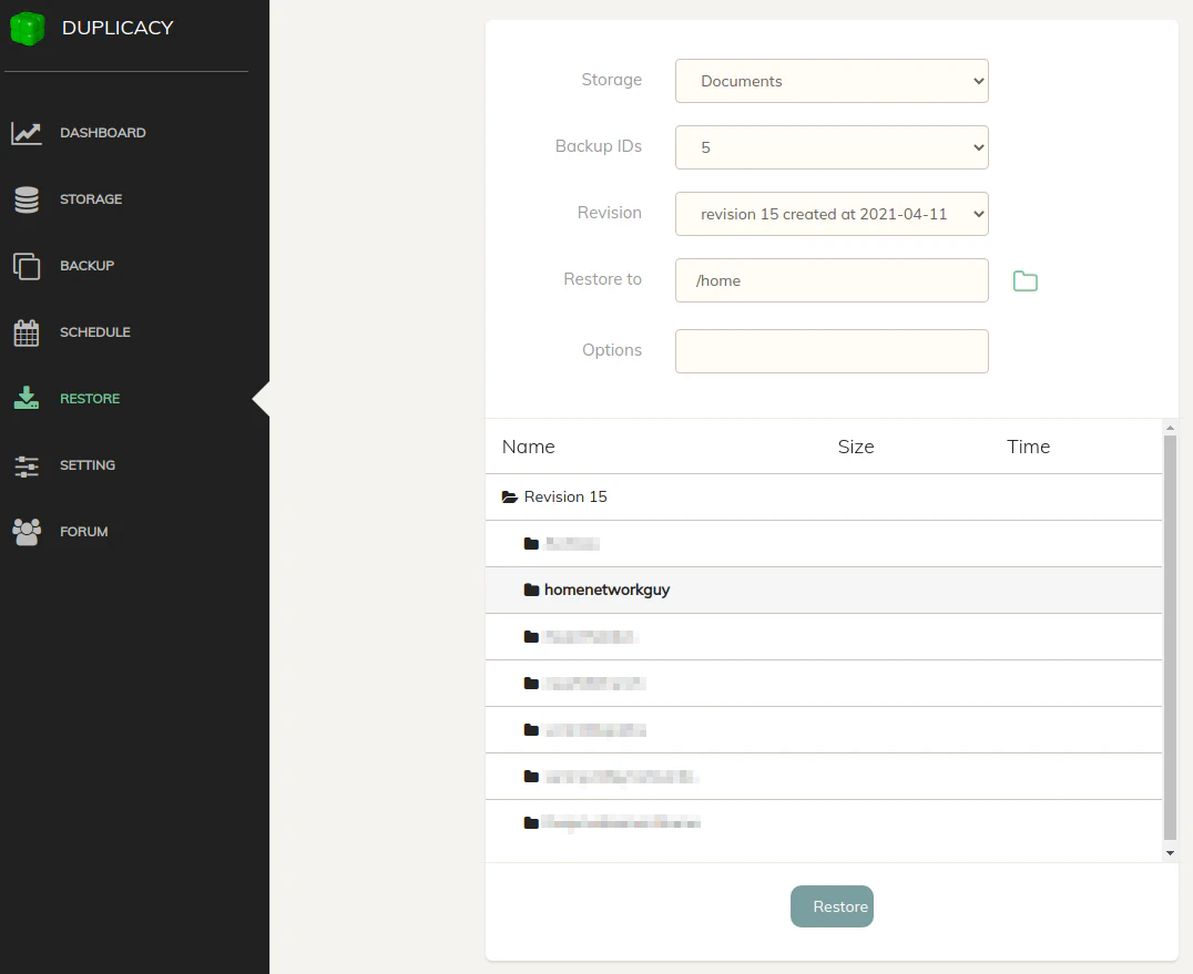 Restore Page