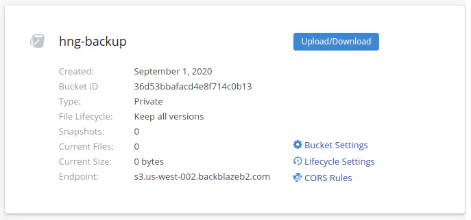 Backblaze B2 Create Bucket