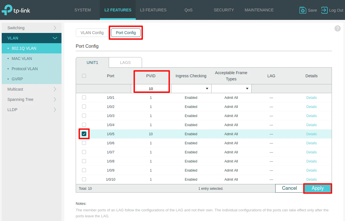 TP-Link VLAN Configuration