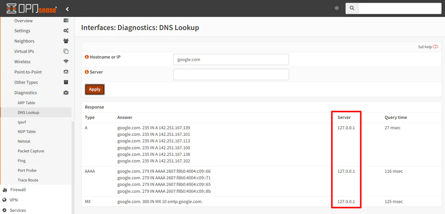 Interface DNS Lookup