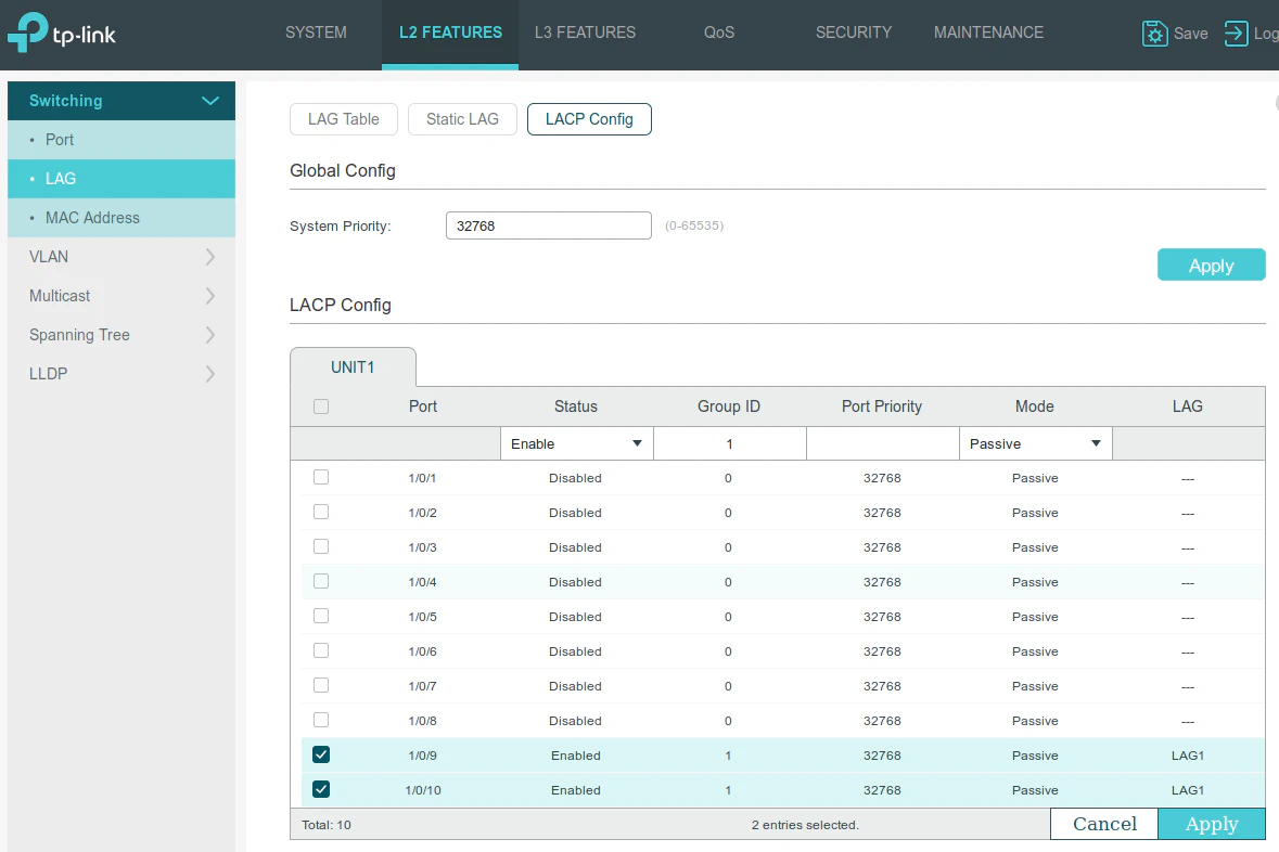 LACP Configuration