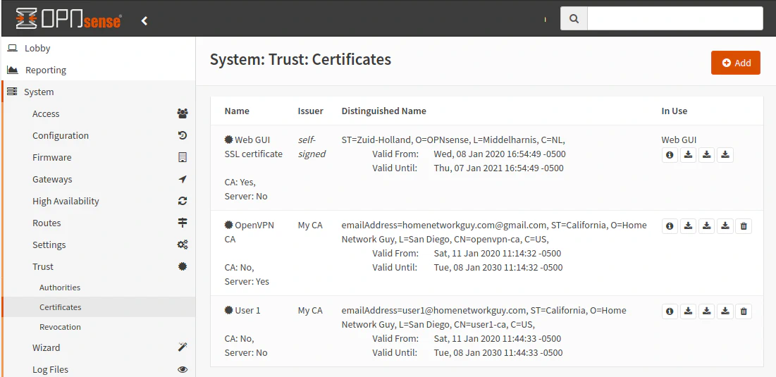 Certificate List