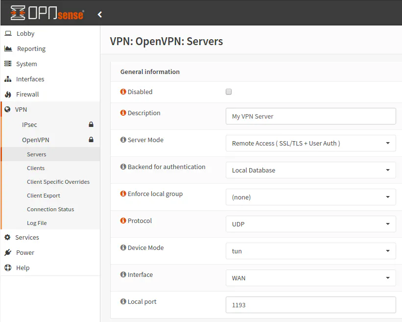 Create OpenVPN Service