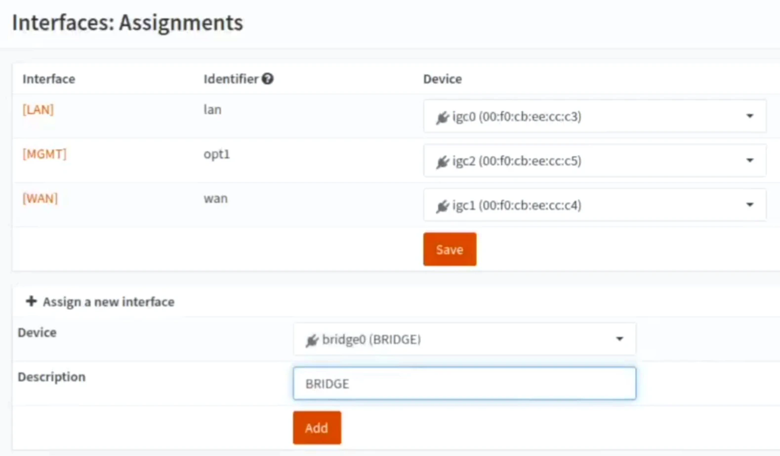 Assign BRIDGE Interface