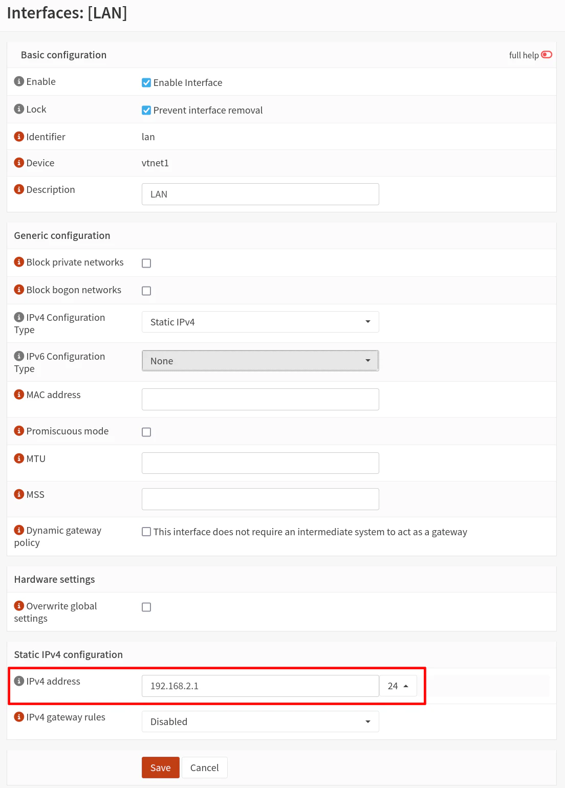 Change LAN Interface IP