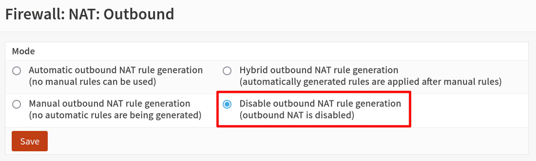 Disable Outbound NAT