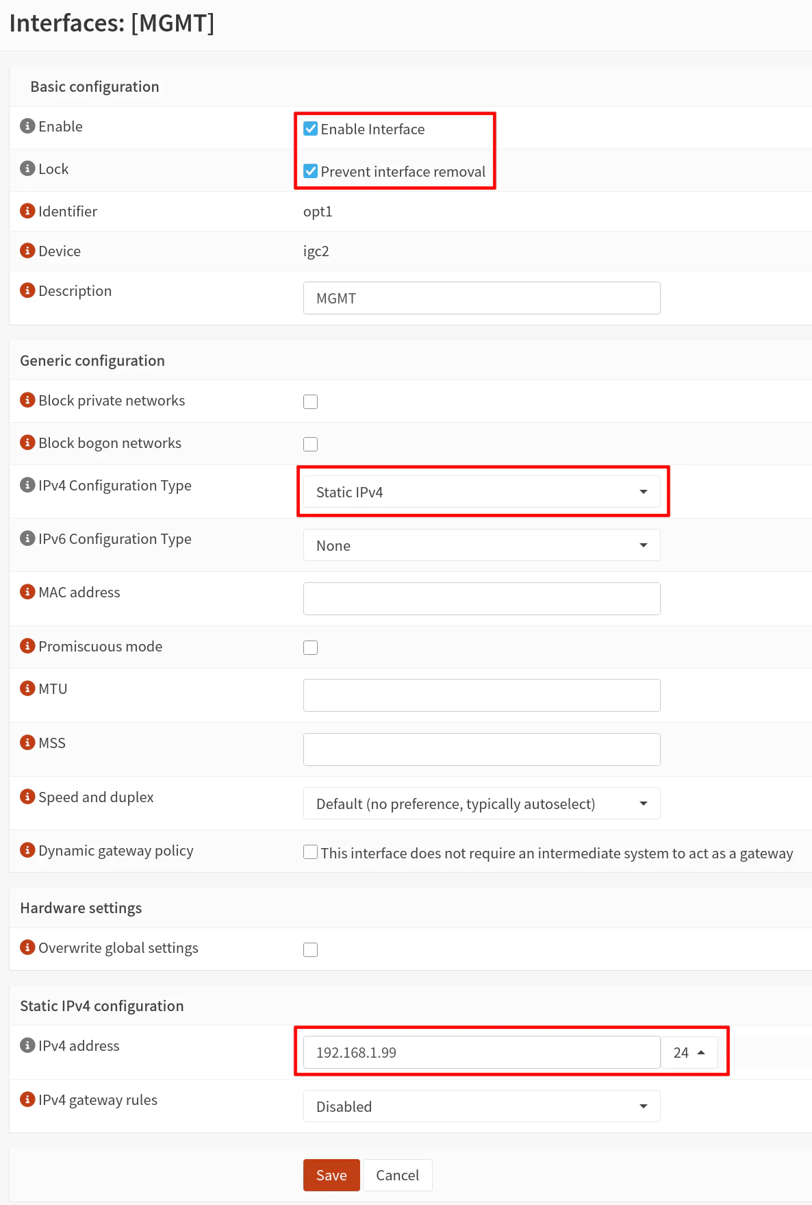 Enable MGMT Interface
