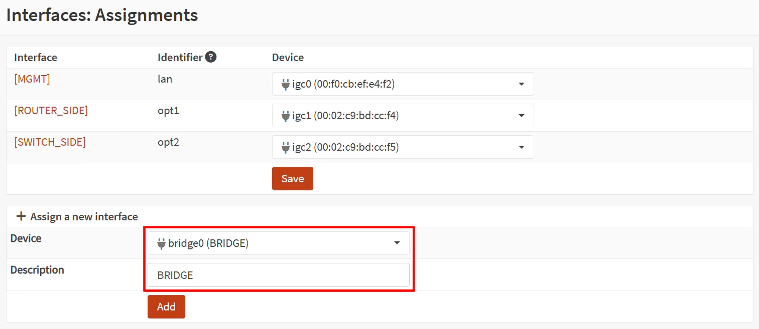 Assign BRIDGE Interface