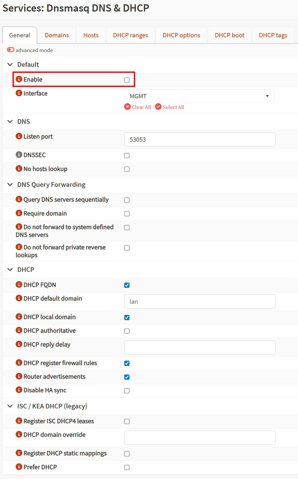 Disable DHCP on MGMT Interface