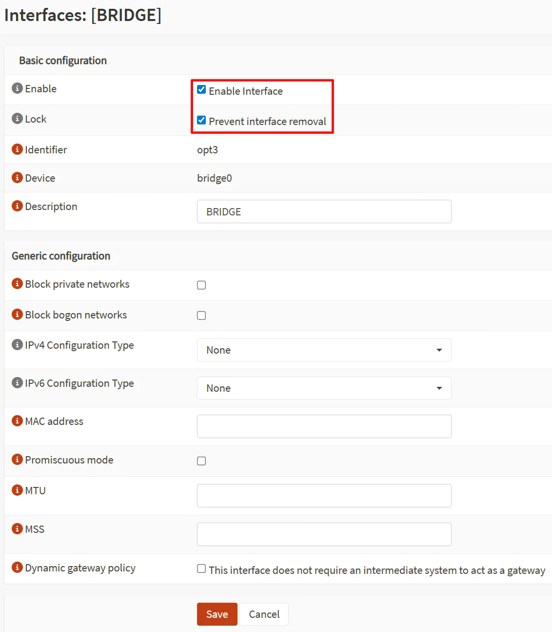 Enable BRIDGE Interface