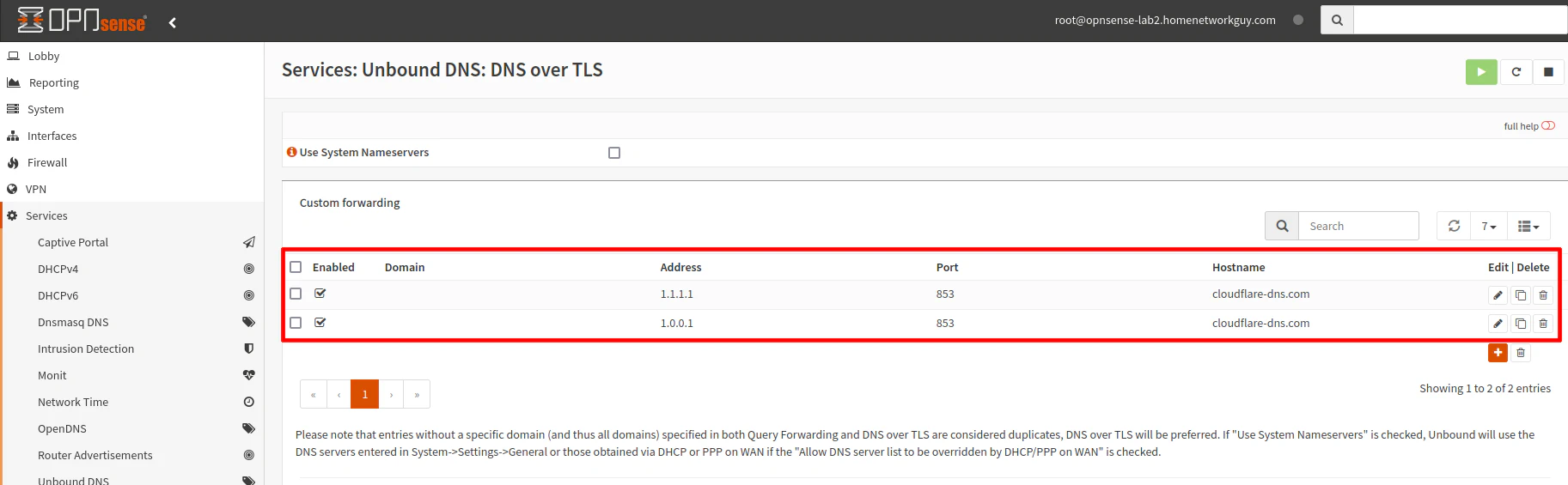 OPNsense DNS 配置