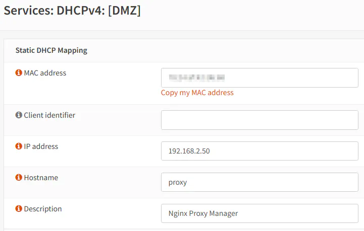 Static DHCP Mapping