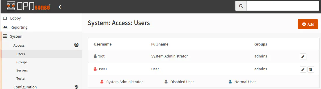 User Account List with Root Disabled