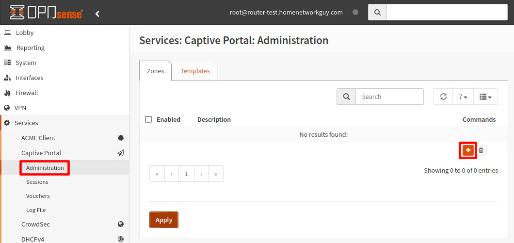 OPNsense Captive Portal Administration
