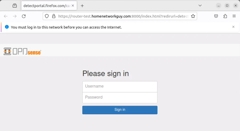 OPNsense Captive Portal Login Page