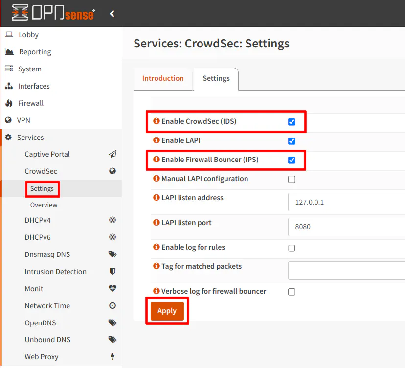 Enable CrowdSec on OPNsense