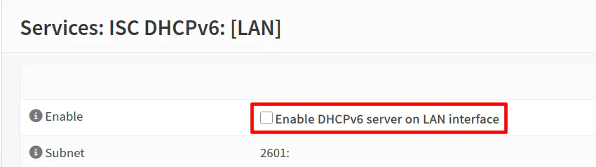 Disable ISC DHCPv6