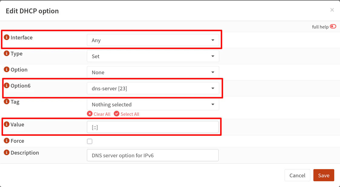 Dnsmasq DHCP Options for IPv6