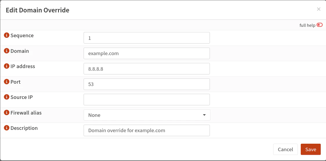 Dnsmasq Domain Override