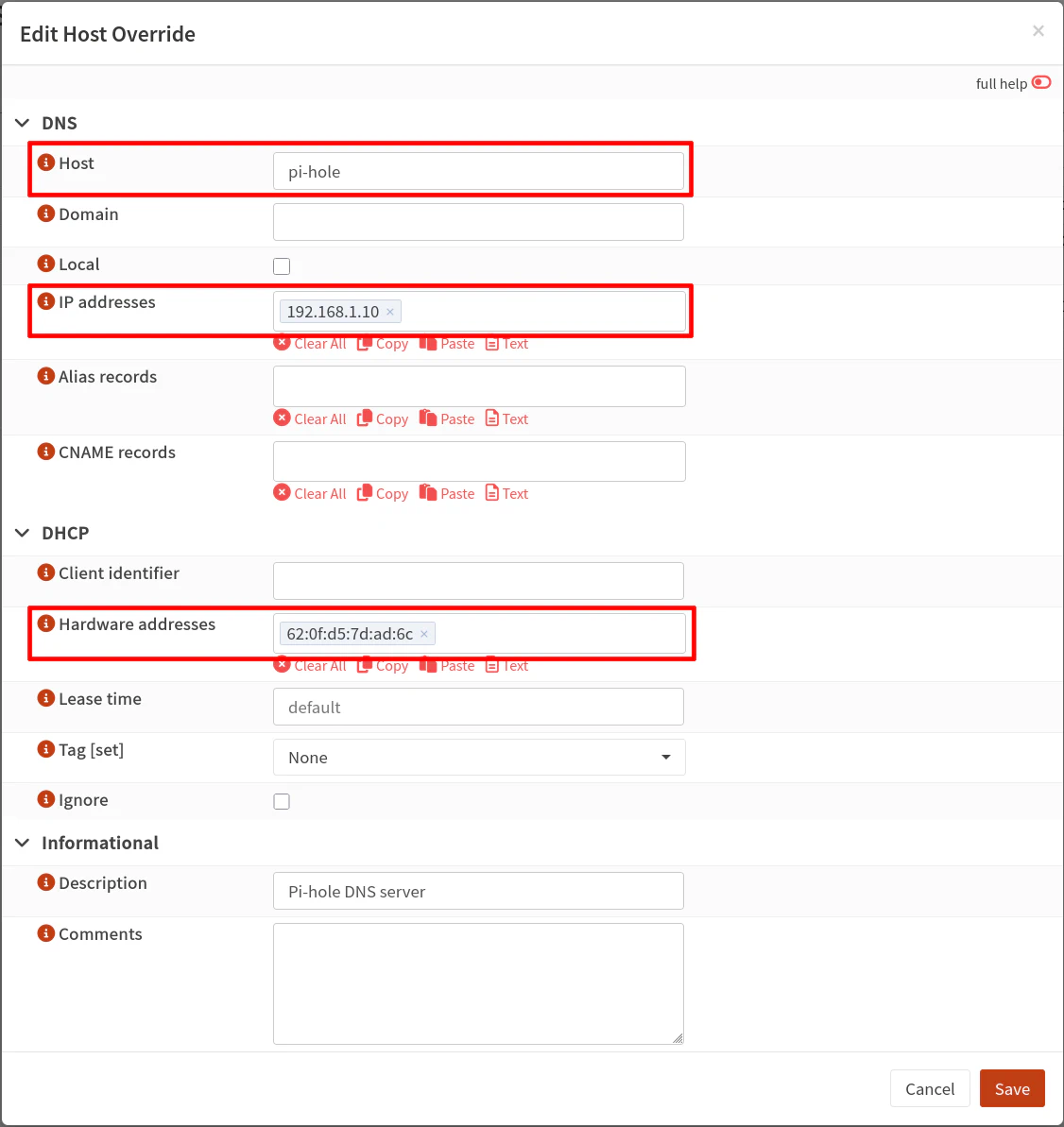 Dnsmasq Host Override