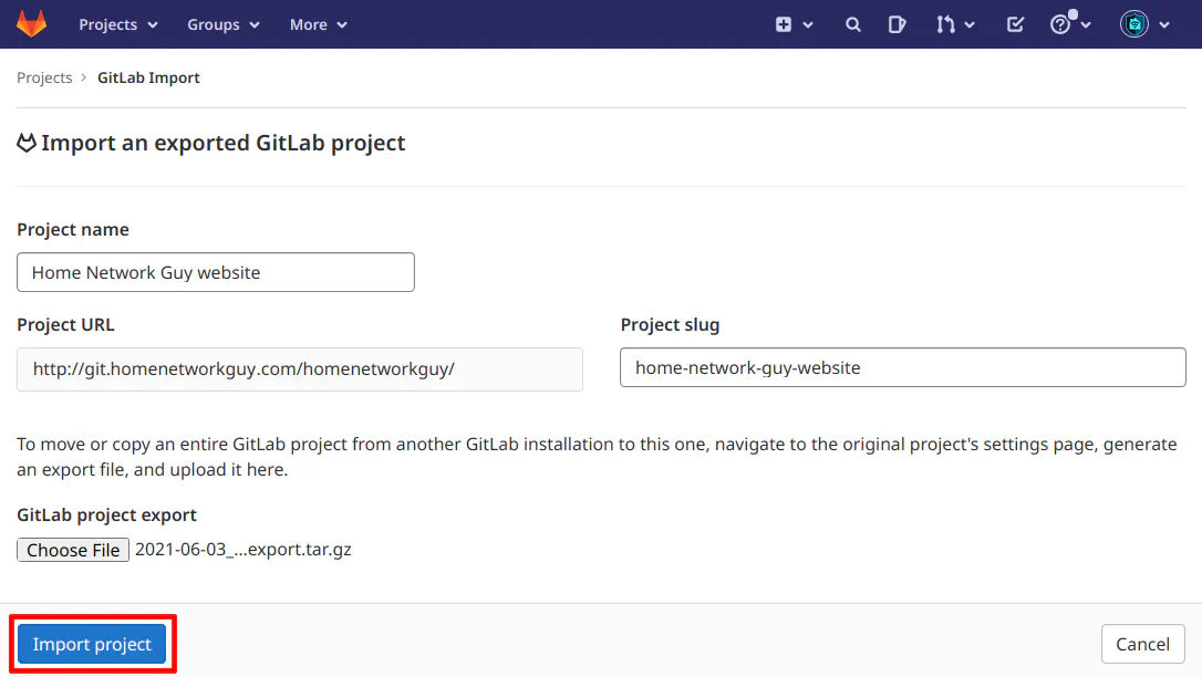 Import GitLab Project