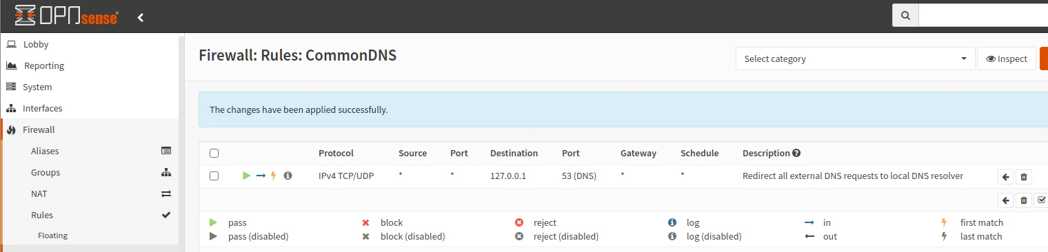 CommonDNS Firewall Rules