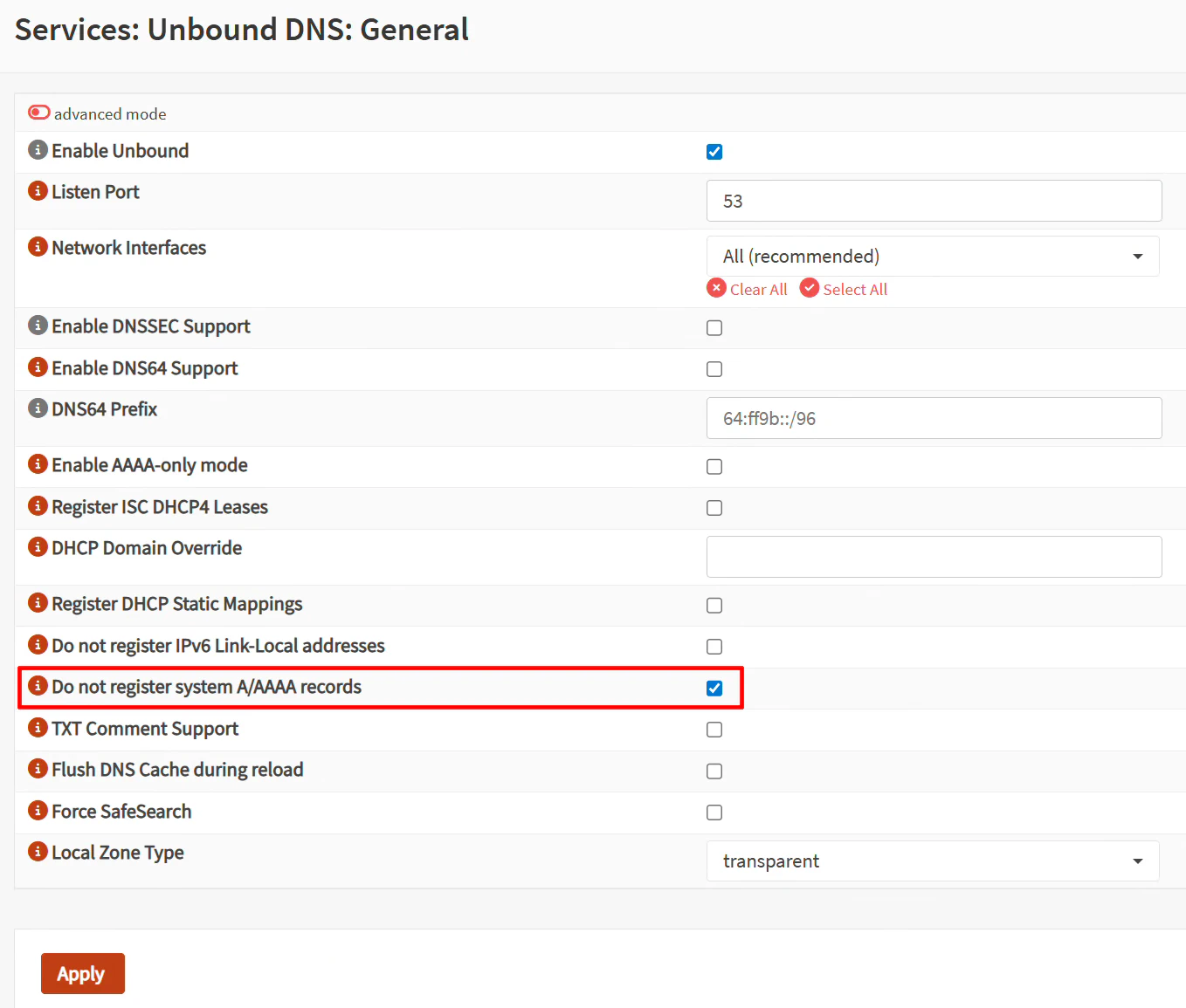 Do Not Register System Records