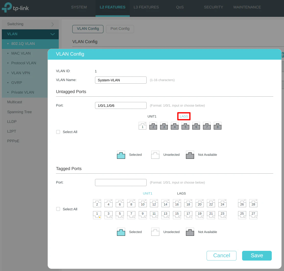 TP-Link VLAN Configuration