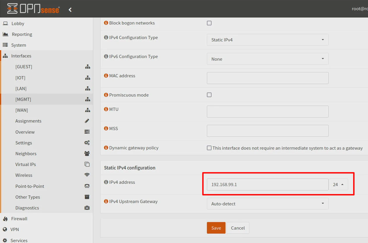OPNsense Interface Configuration