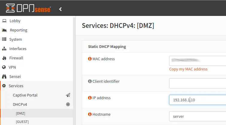 DHCP Static Hostname