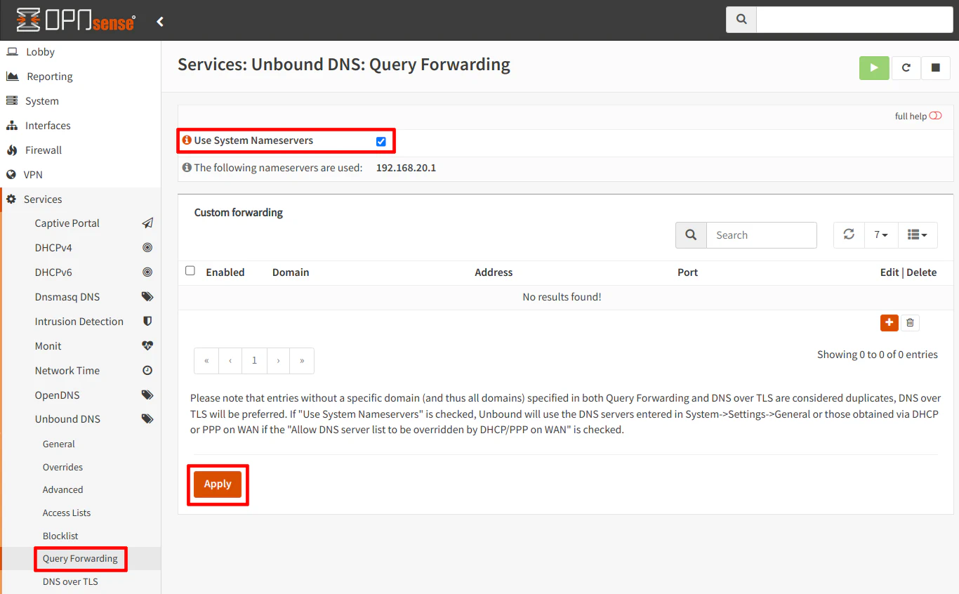 Unbound DNS Query Forwarding