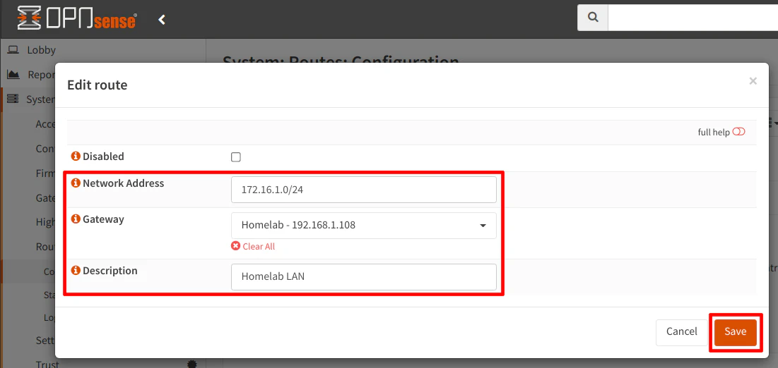 Create Static Route