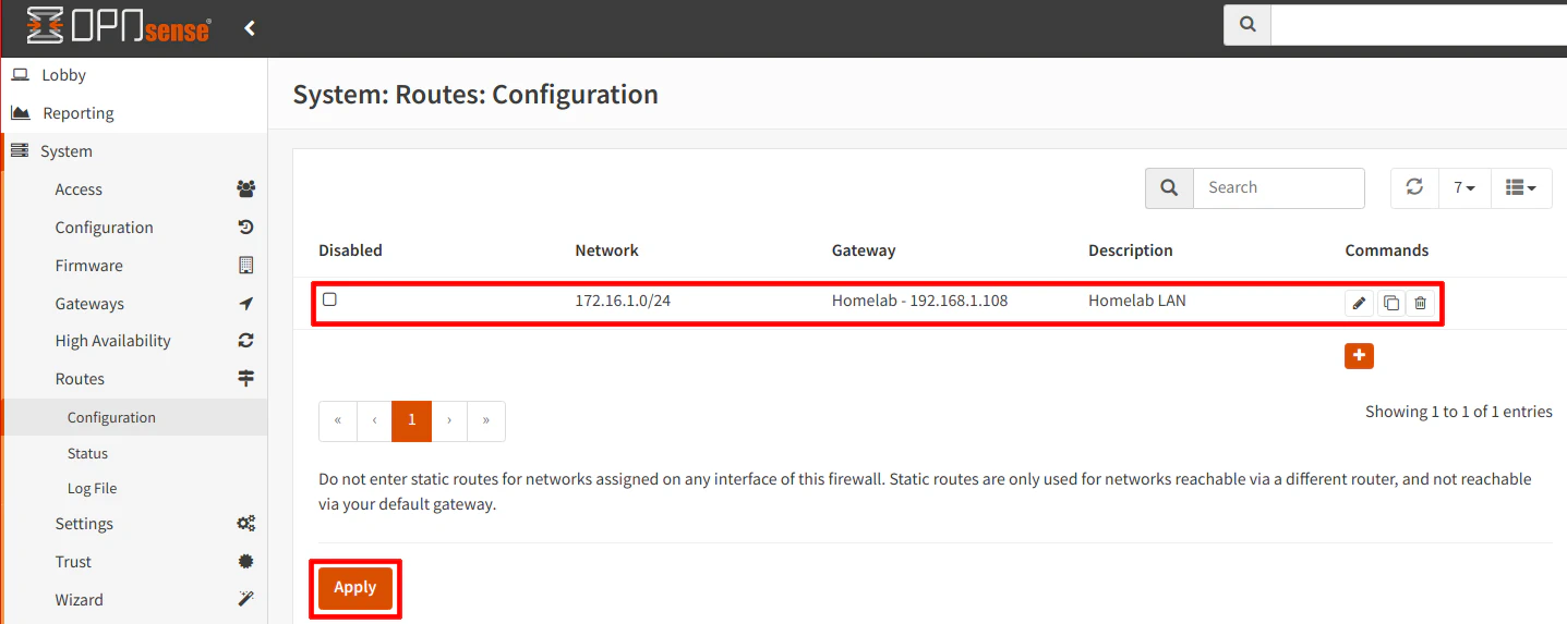 Create Static Route