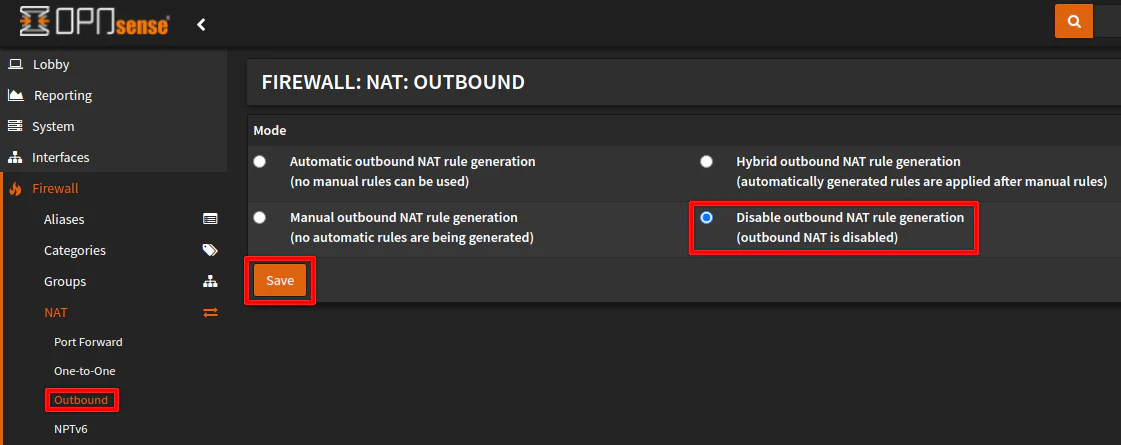 Disable NAT