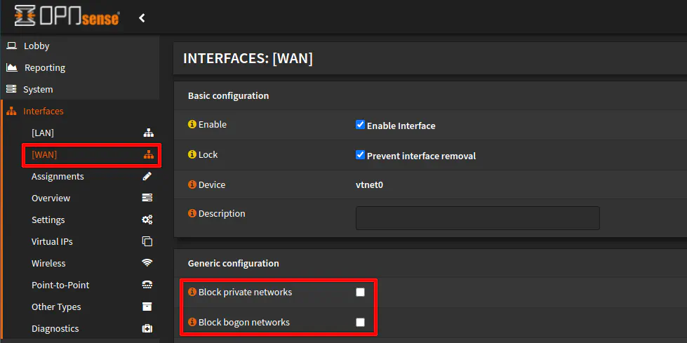 Allow Private IPs on WAN Interface