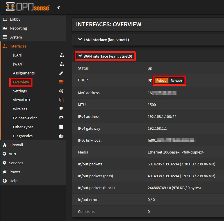 WAN DHCP Release and Renew