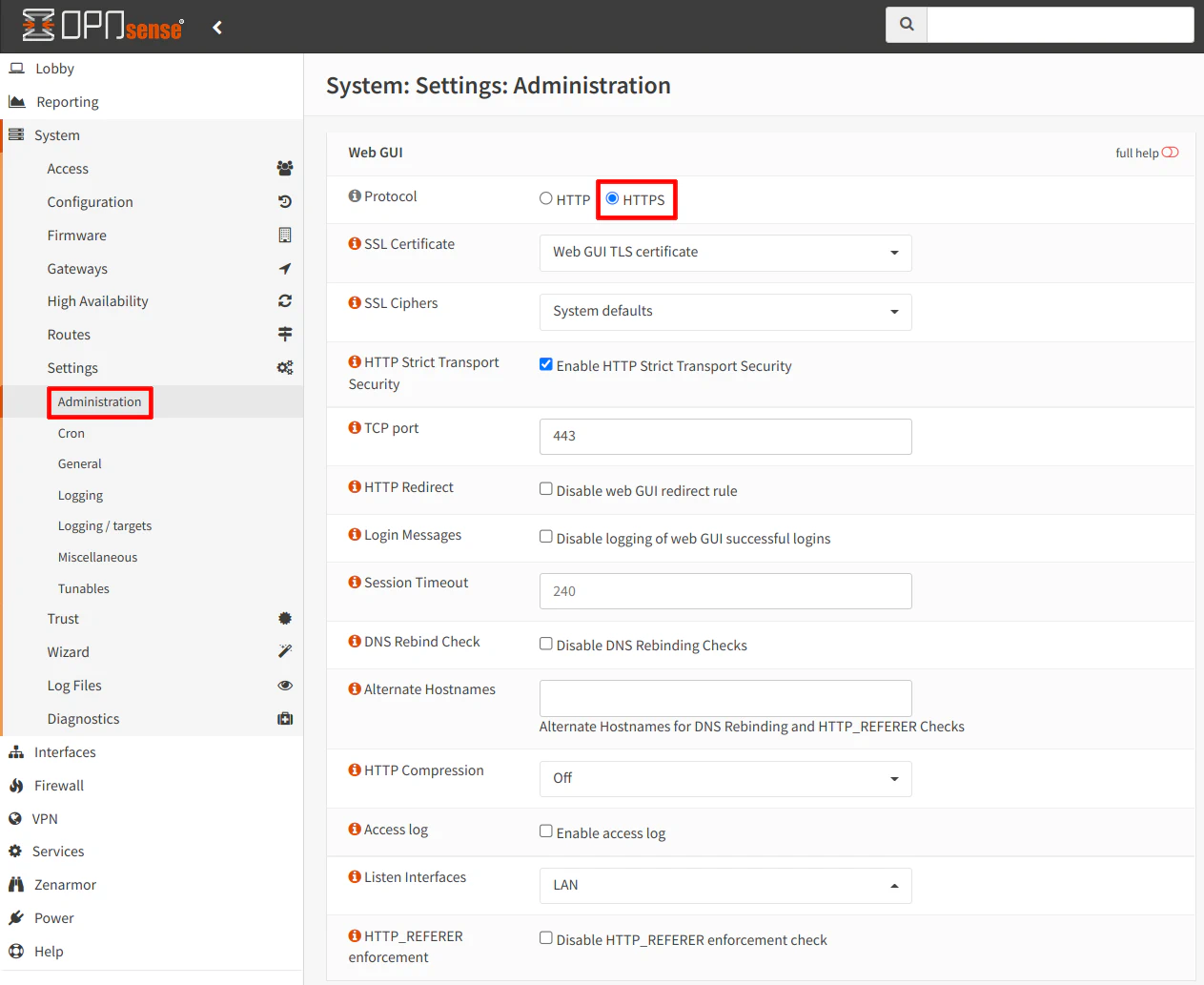 Secure the Web Interface
