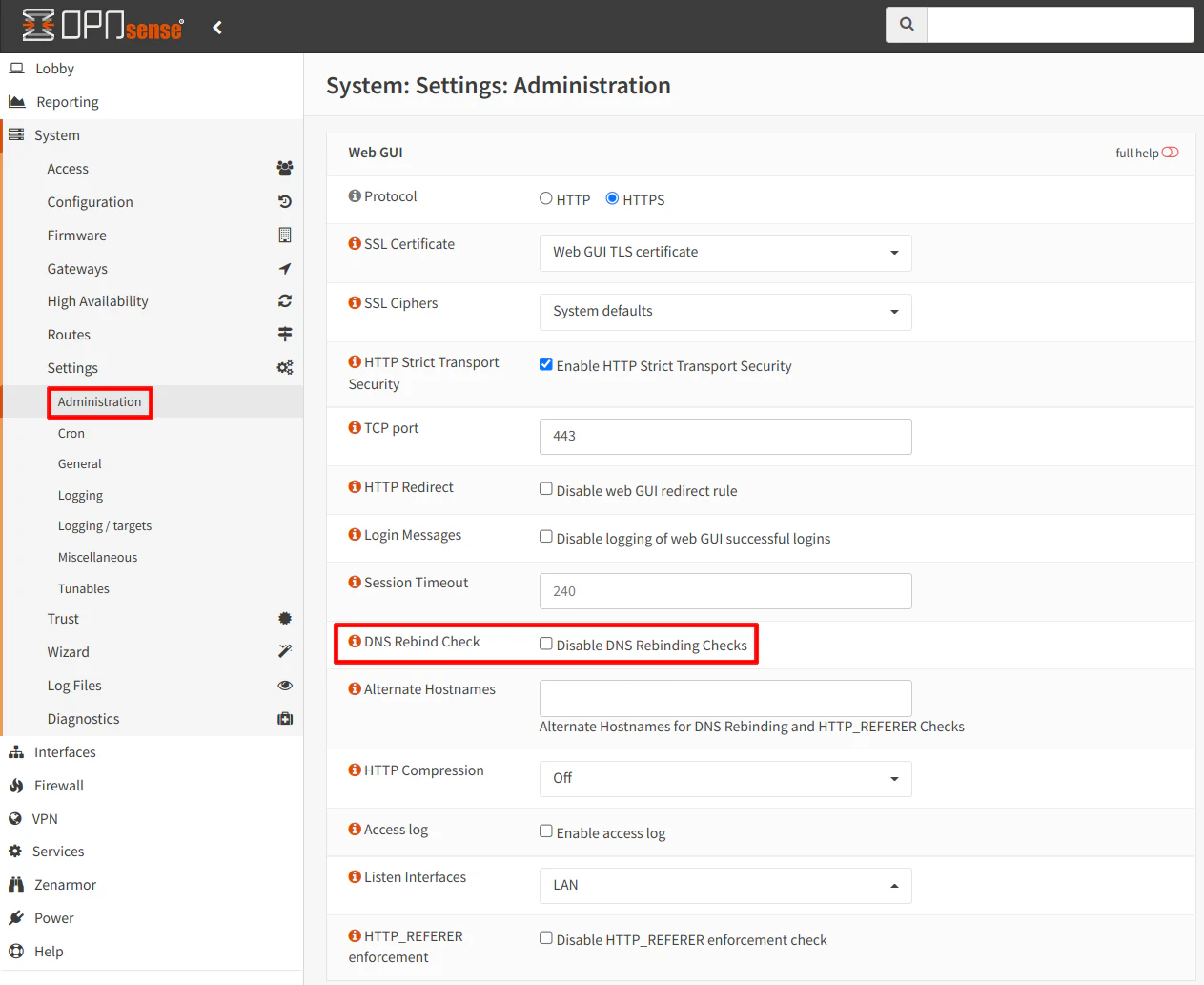 Secure the Web Interface