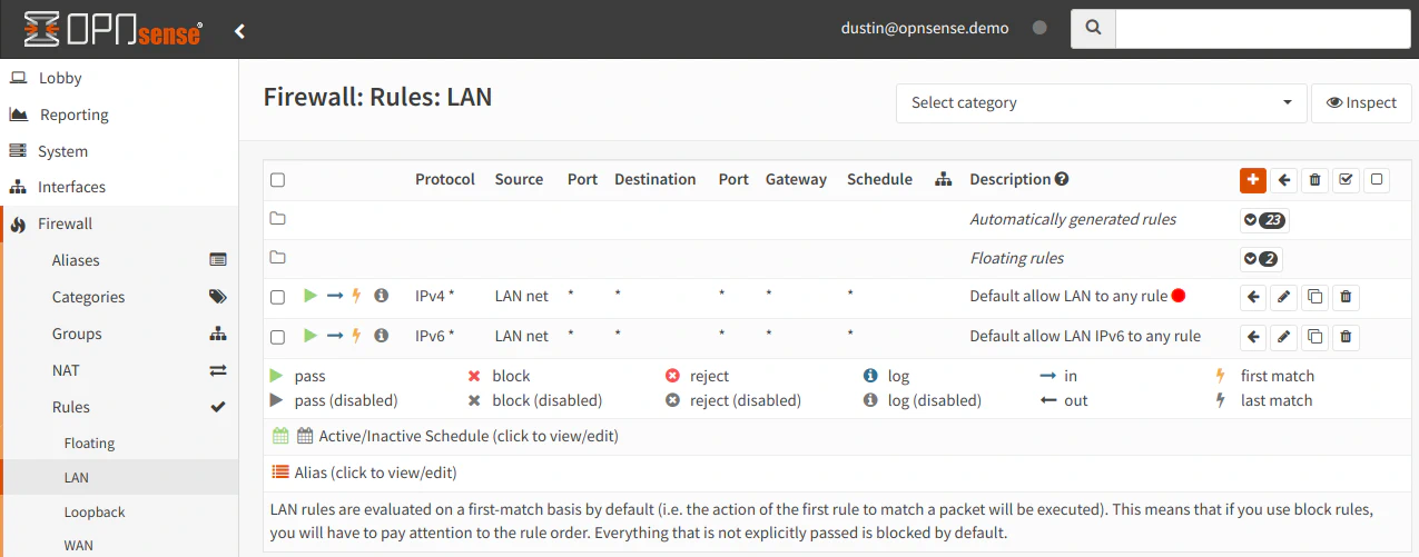 OPNsense Firewall Categories