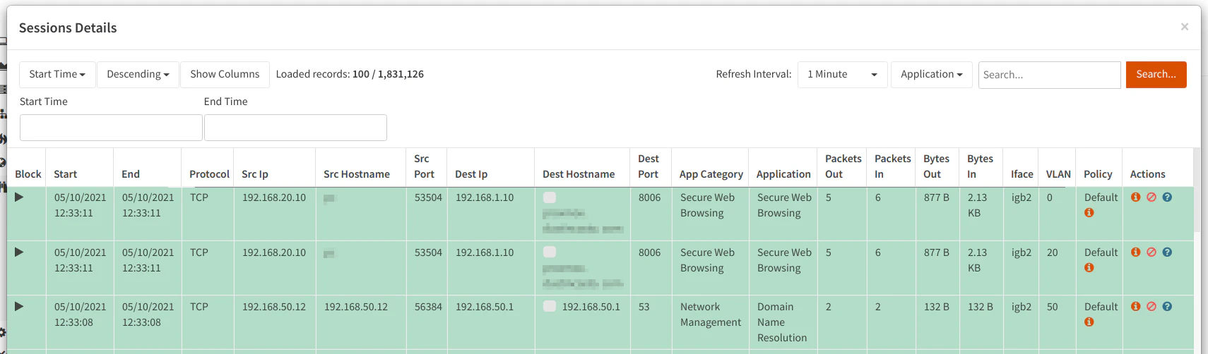 Zenarmor Free Reports Live Sessions Explorer