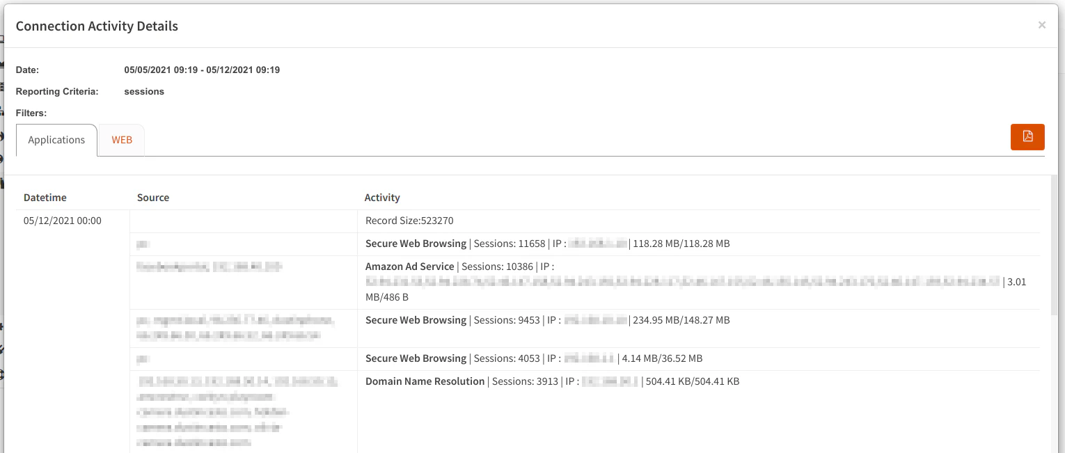 Zenarmor Home Reports Activity Explorer