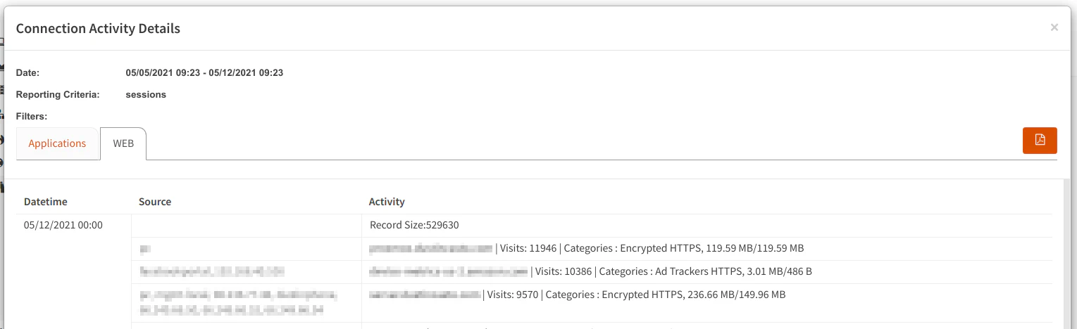 Zenarmor Home Reports Activity Explorer