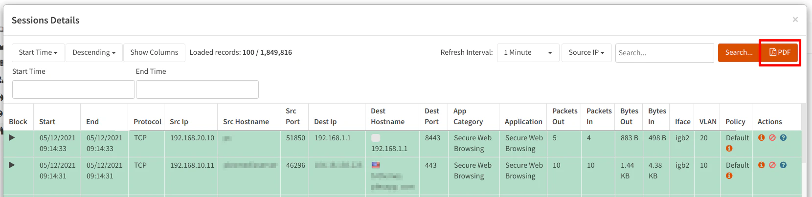 Zenarmor Home Reports Live Sessions Explorer