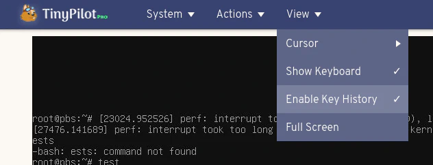 TinyPilot Enable Key History