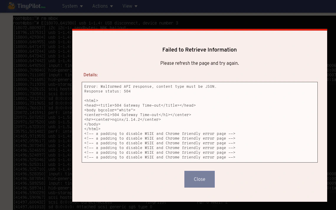 TinyPilot Virtual Media Error